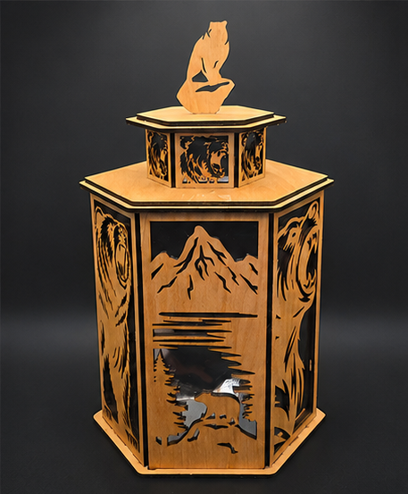 LED Bear Lantern Shadow Box