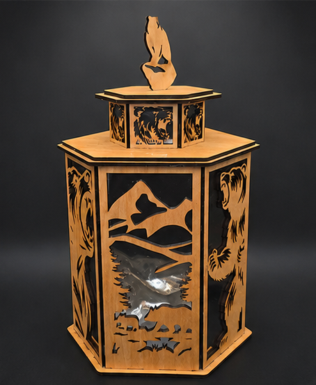 LED Bear Lantern Shadow Box