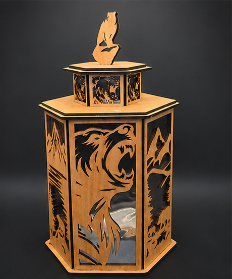 LED Bear Lantern Shadow Box