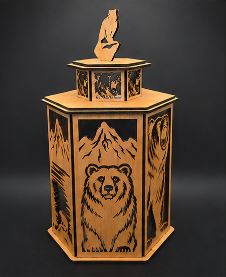 LED Bear Lantern Shadow Box