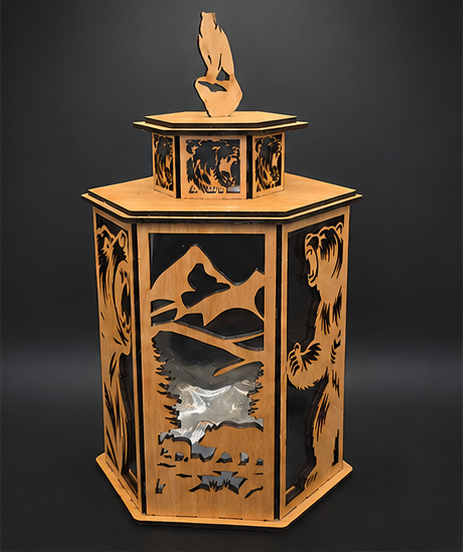 LED Bear Lantern Shadow Box