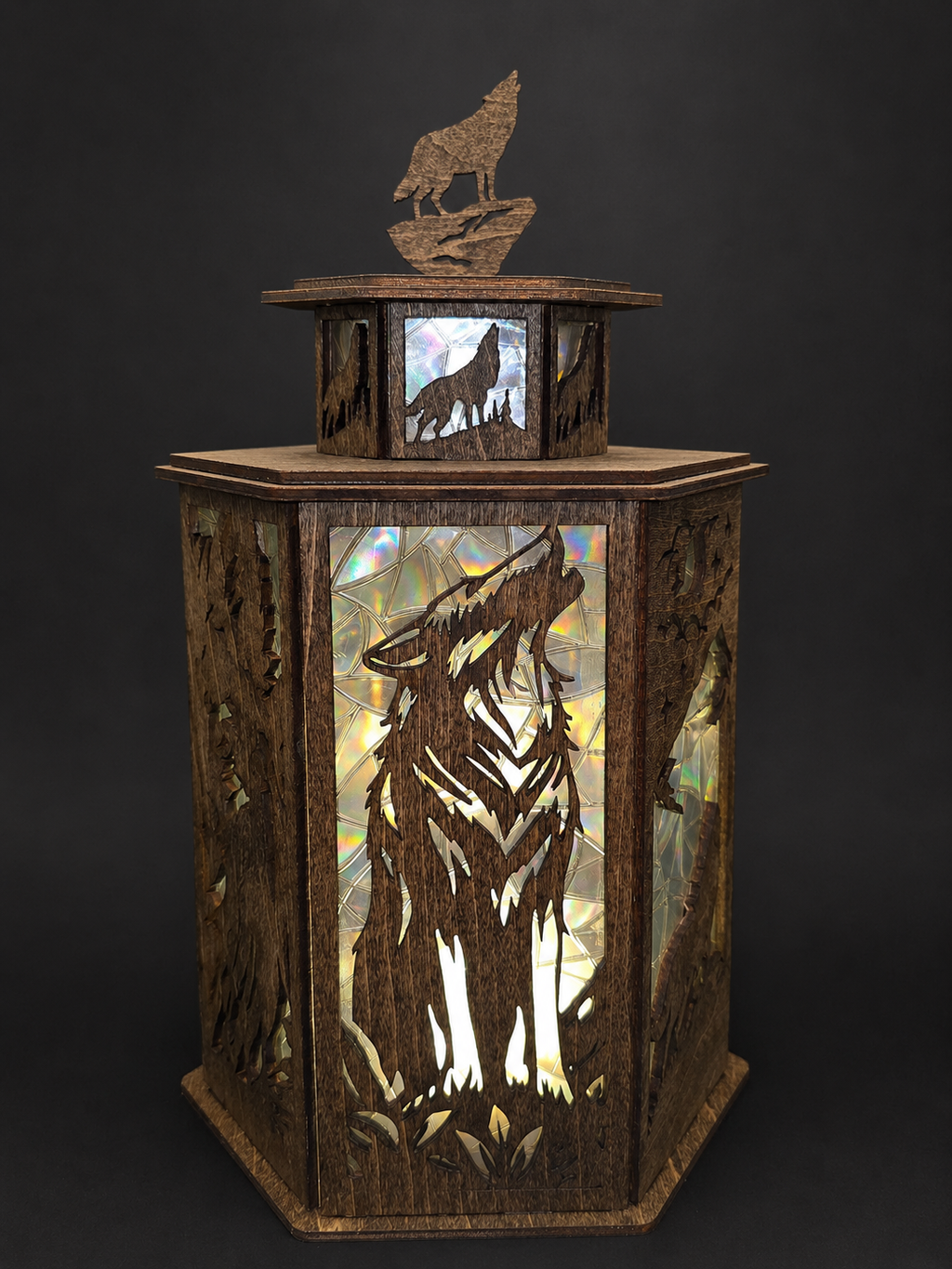 LED Wolf-Inspired Laser Cut Lantern – USB Powered Ambient Night Light