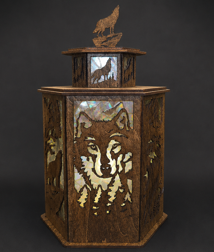 LED Wolf-Inspired Laser Cut Lantern – USB Powered Ambient Night Light