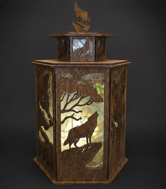 LED Wolf-Inspired Laser Cut Lantern – USB Powered Ambient Night Light