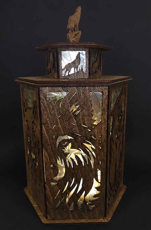 LED Wolf-Inspired Laser Cut Lantern – USB Powered Ambient Night Light